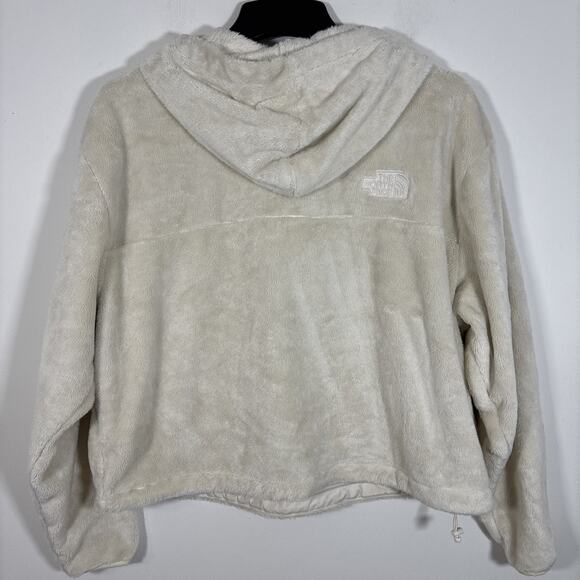 North Face Osito 1/4 Zip Polar Fleece Cropped Hoodie 1X Cream Ivory Warm Winter - Picture 7 of 8
